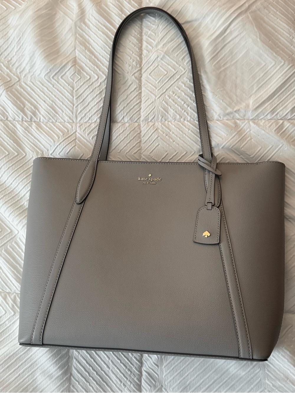 kate spade Pebbled Leather Tote in Taupe Gray